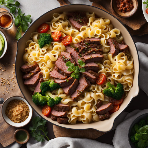 Rindfleisch- und Nudelauflauf
