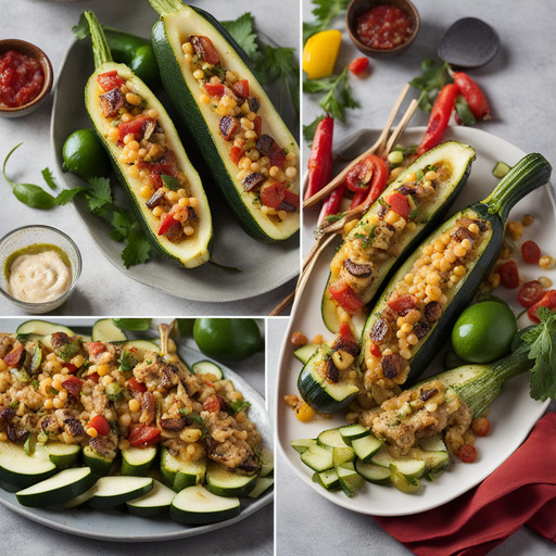 Gefüllte Zucchini mit gegrillten Fajitas
