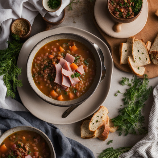 Schinken-und-Linsen-Suppe