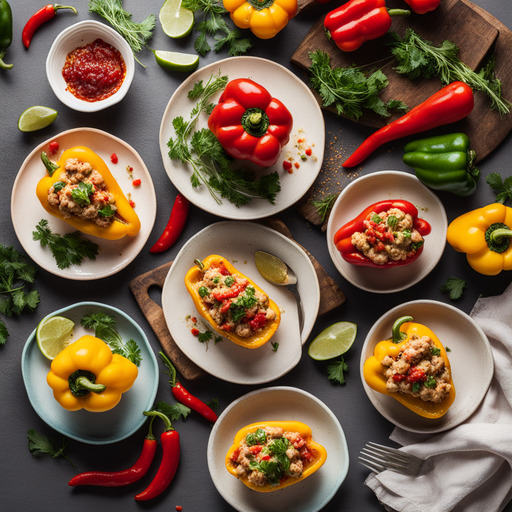 Mit Hummus gefüllte Paprika