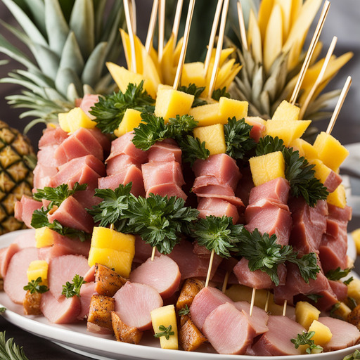 Schinken und Ananas-Spieße