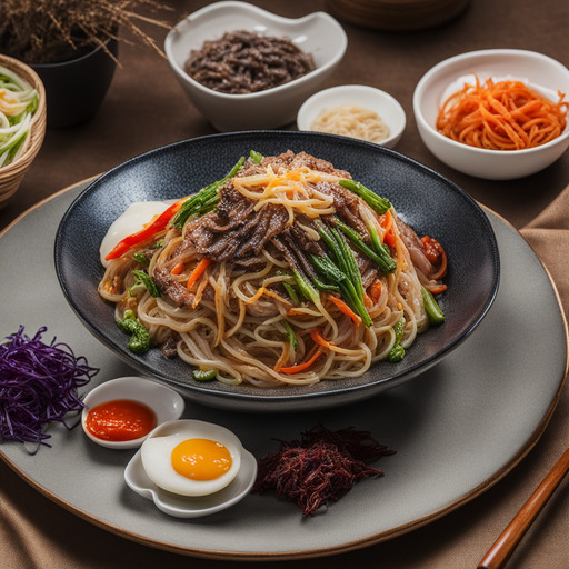 Japchae (Koreanische Pfannengerührte Nudeln)