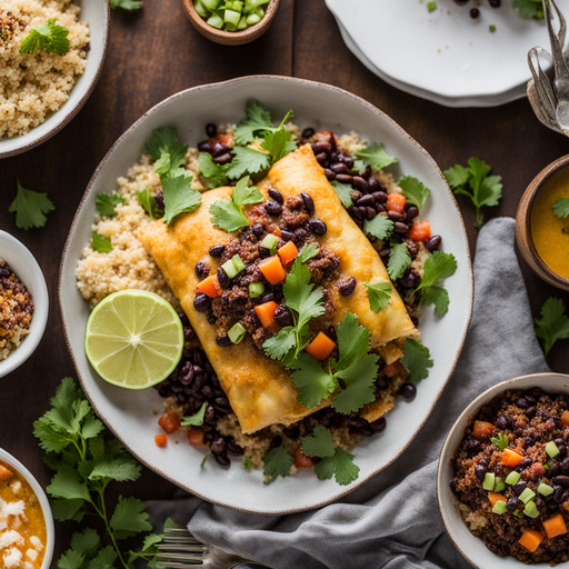 Quinoa und Schwarze Bohnen Enchiladas