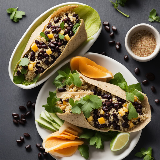 Quinoa und schwarze Bohnen Wraps