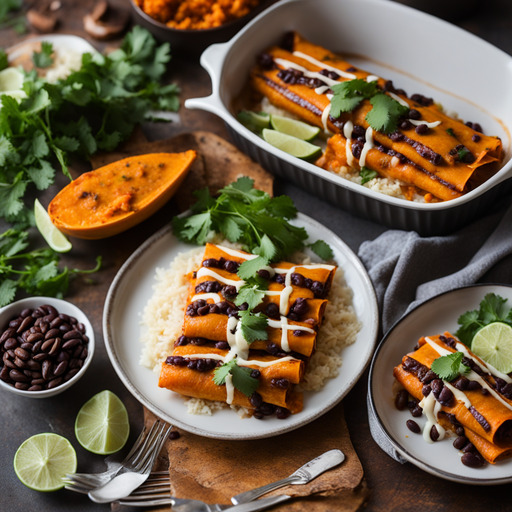 Süßkartoffel-Schwarze Bohnen Enchiladas