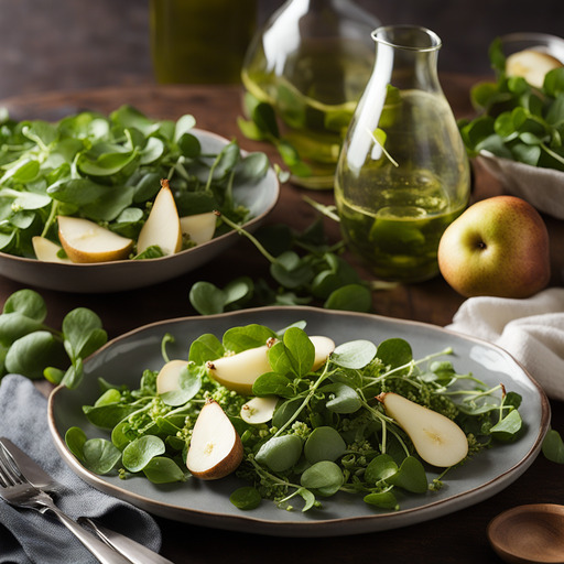Wasserkresse und Birnen Salat
