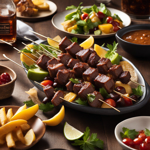 Whiskey glasierte Rinder-Spieße