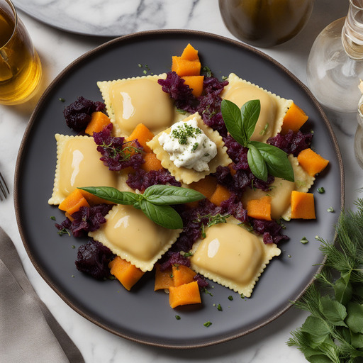 Yam- und Ziegenkäse-Ravioli